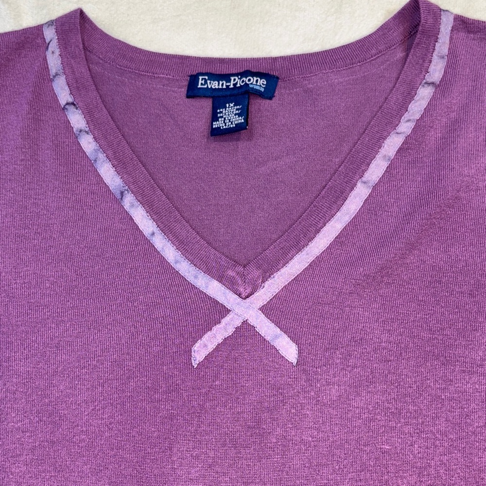 Vintage Evan Picone Purple Off-the-Shoulder Sweater - Picture 3 of 5